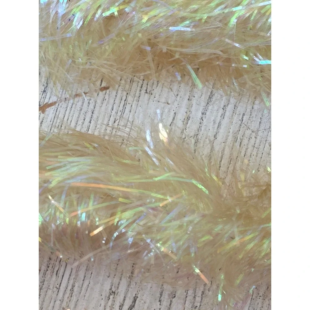 Vintage iridescent Garland yellow off-white Xmas tree tinsel